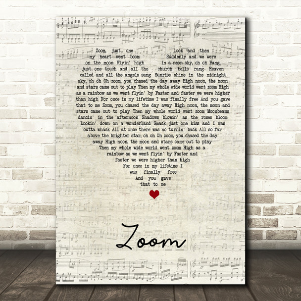 Fat Larry's Band Zoom Script Heart Song Lyric Quote Print