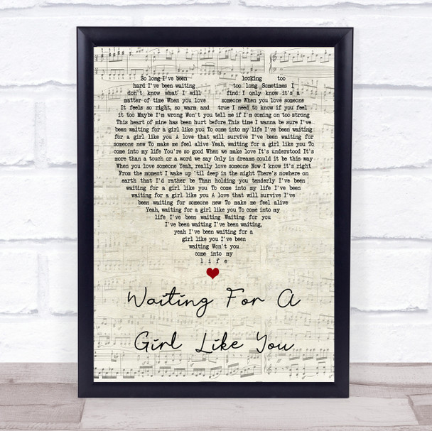 Foreigner Waiting For A Girl Like You Script Heart Song Lyric Quote Print