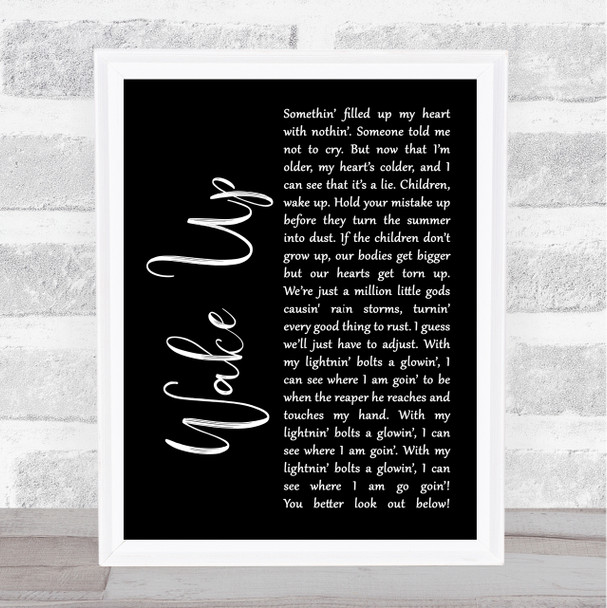 Arcade Fire Wake Up Black Script Song Lyric Quote Print
