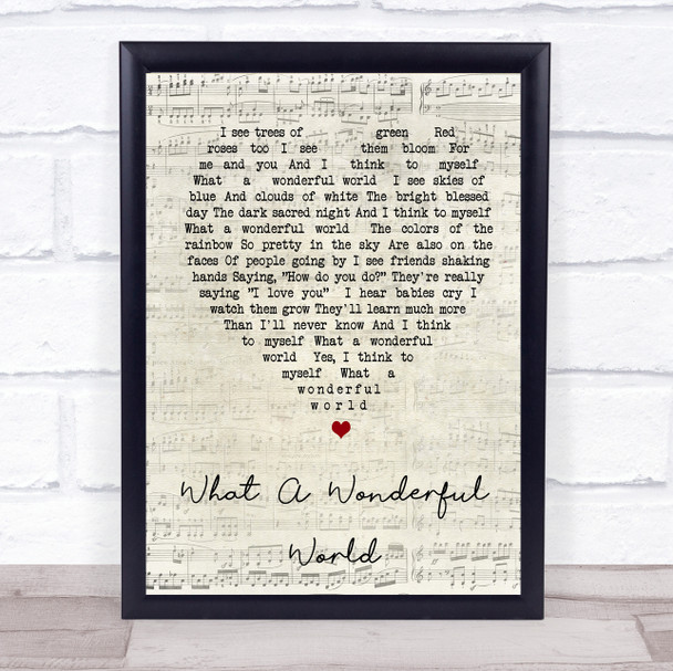 What A Wonderful World Louis Armstrong Script Heart Song Lyric Quote Print