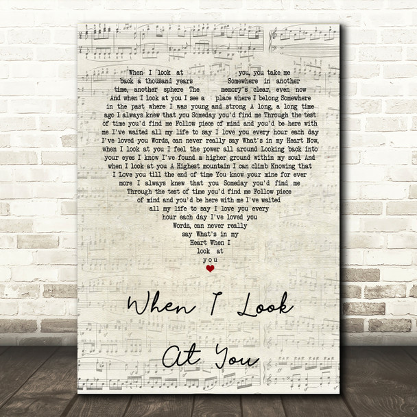 Jane McDonald When I Look At You Script Heart Song Lyric Quote Print