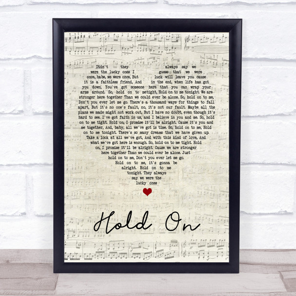 Michael Buble Hold On Script Heart Song Lyric Quote Print