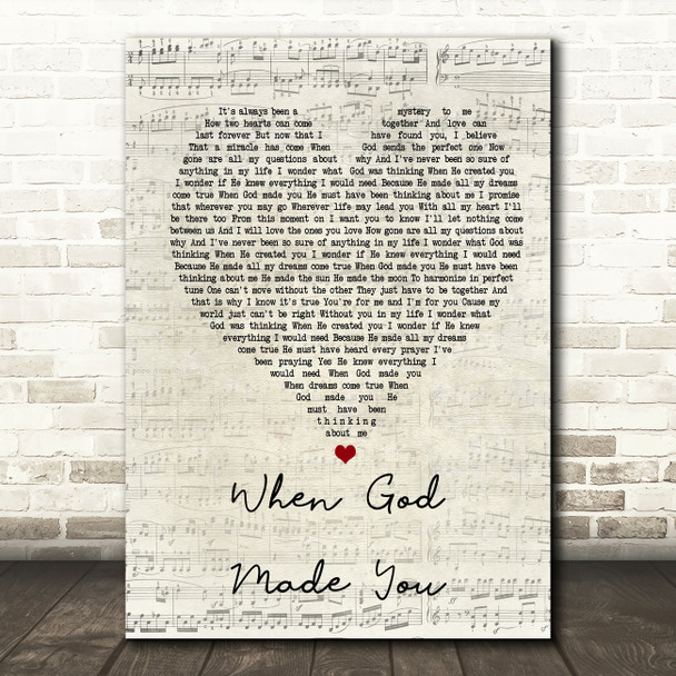 Newsong When God Made You Script Heart Song Lyric Quote Print