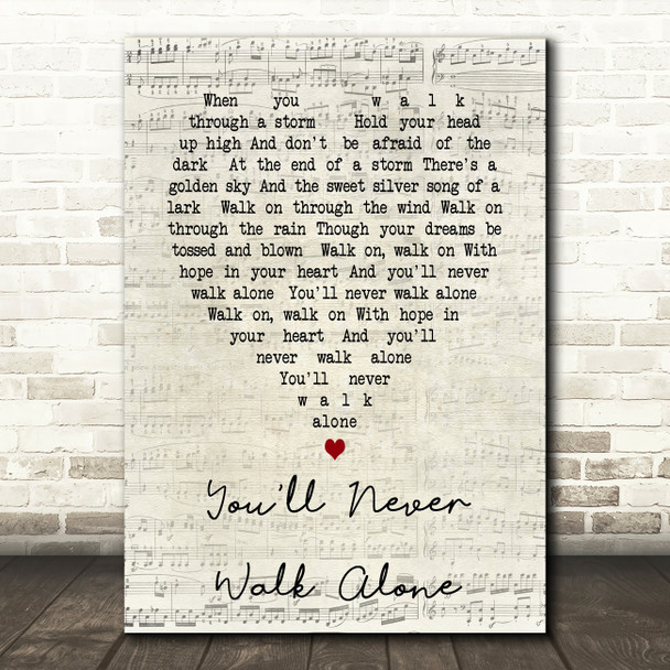 You'll Never Walk Alone Gerry And The Pacemakers Script Heart Song Lyric Print