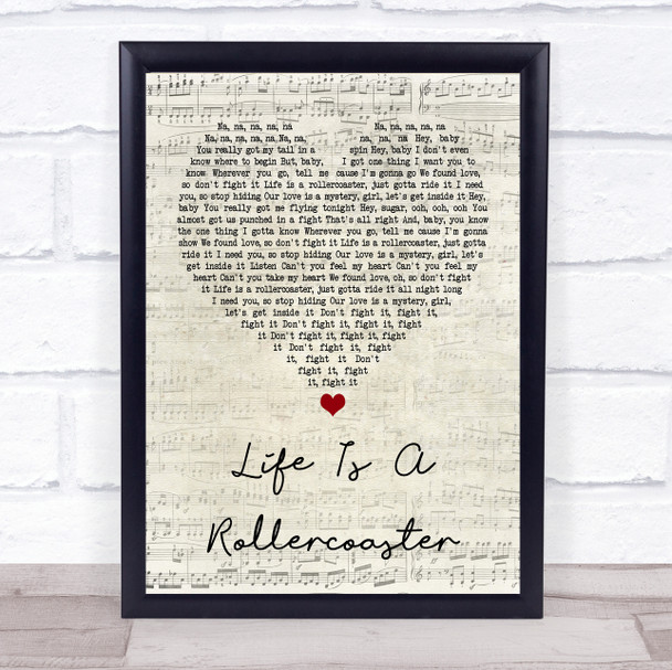 Ronan Keating Life Is A Rollercoaster Script Heart Song Lyric Quote Print