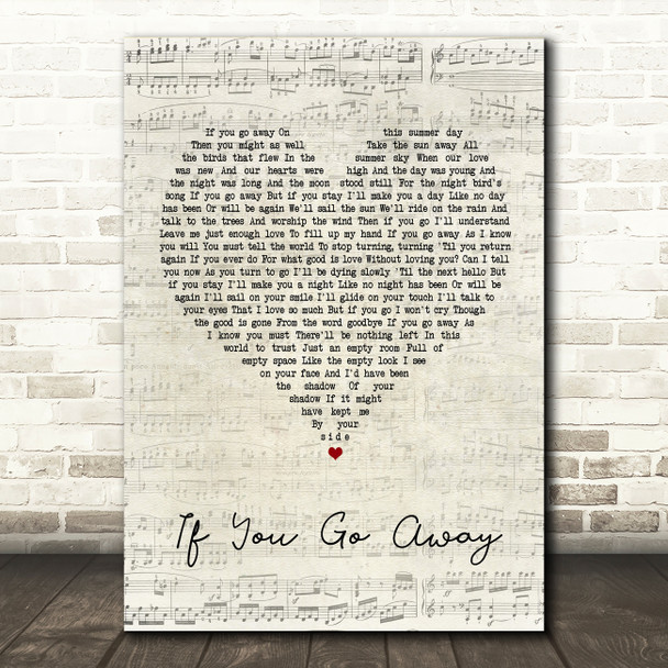 Scott Walker If You Go Away Script Heart Song Lyric Quote Print