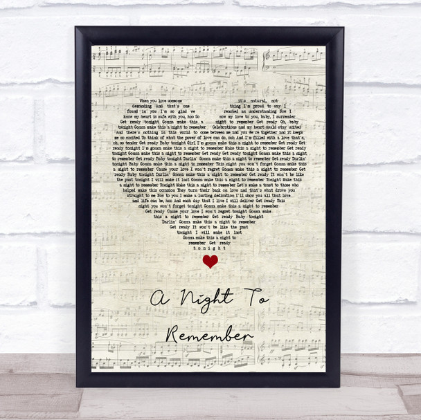 Shalamar A Night To Remember Script Heart Song Lyric Quote Print