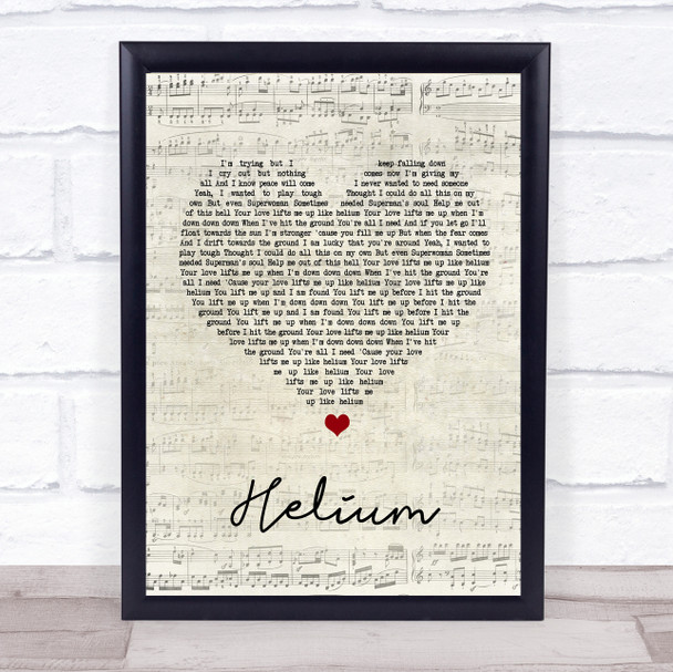 Sia Helium Script Heart Song Lyric Quote Print