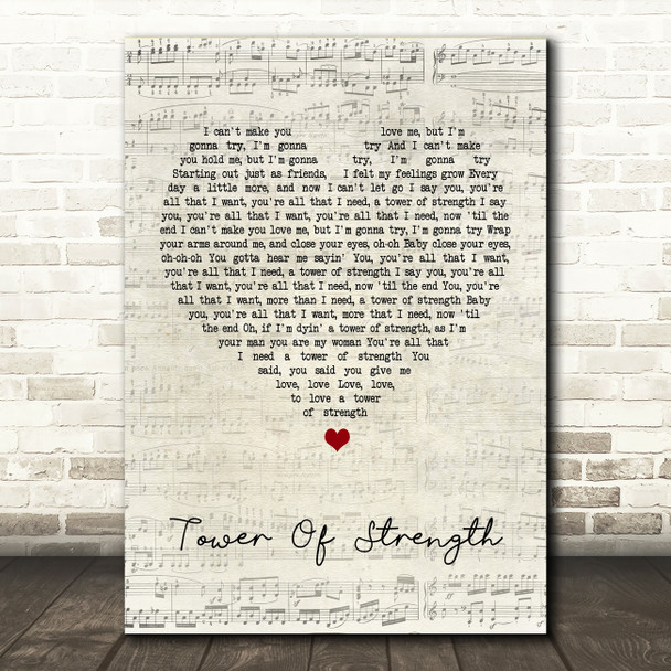 Skin Tower Of Strength Script Heart Song Lyric Quote Print