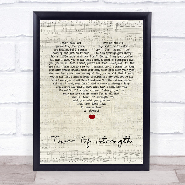 Skin Tower Of Strength Script Heart Song Lyric Quote Print