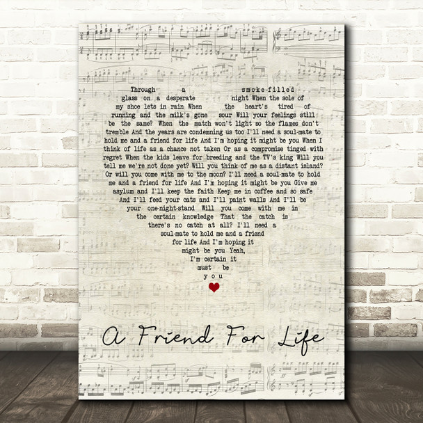 Steve Harley & Cockney Rebel A Friend For Life Script Heart Song Lyric Print