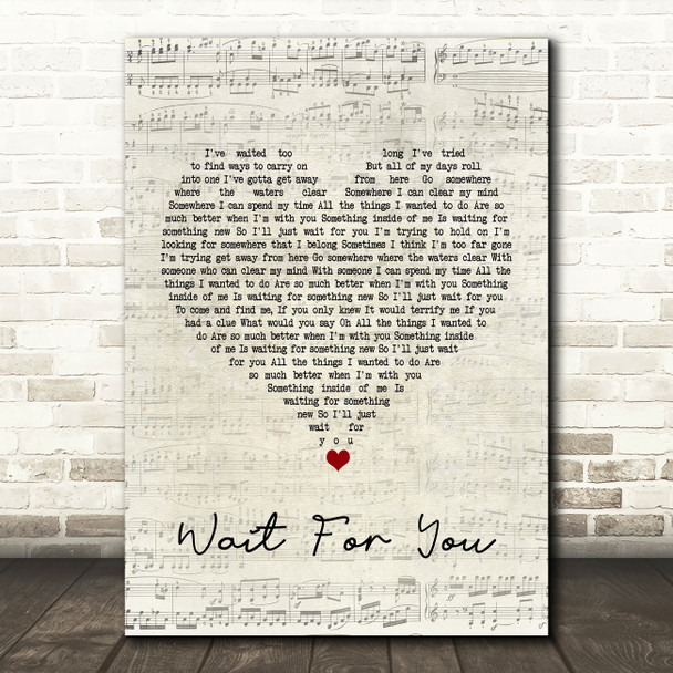 Stone Broken Wait For You Script Heart Song Lyric Quote Print