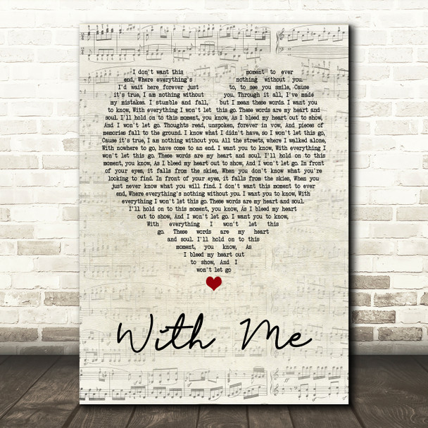 Sum 41 With Me Script Heart Song Lyric Quote Print