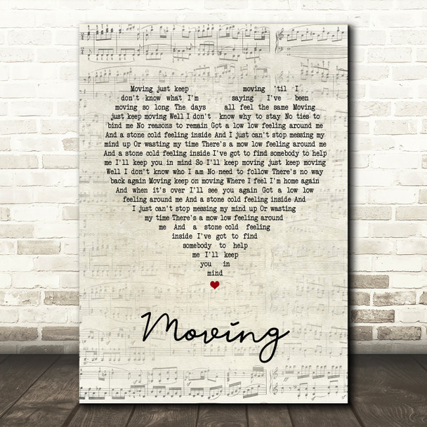 Supergrass Moving Script Heart Song Lyric Quote Print