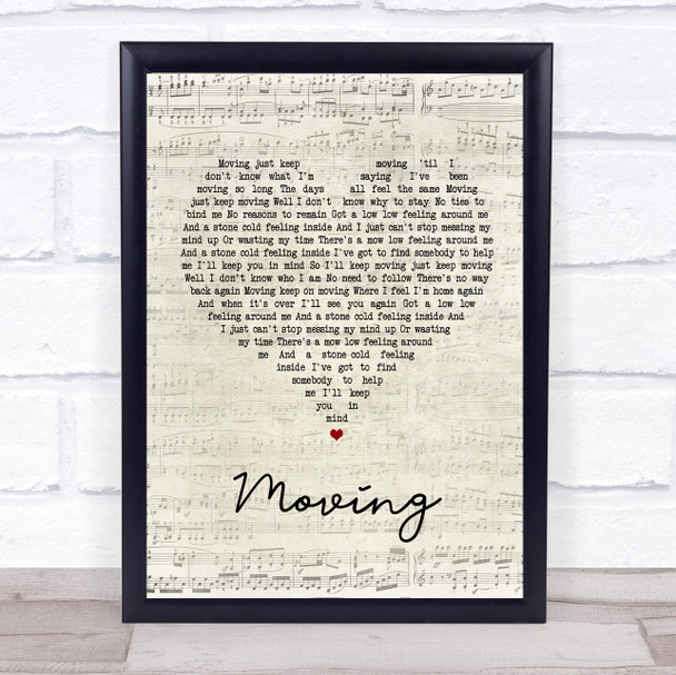 Supergrass Moving Script Heart Song Lyric Quote Print