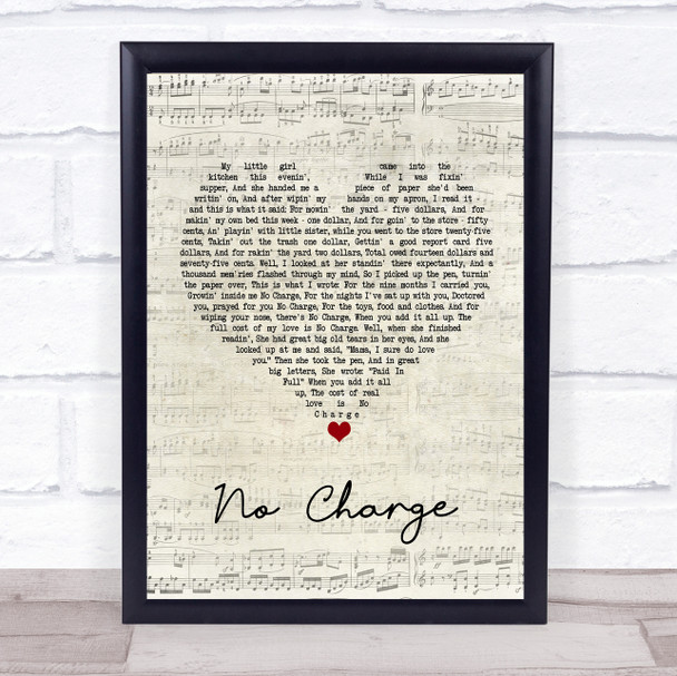 Tammy Wynette No Charge Script Heart Song Lyric Quote Print