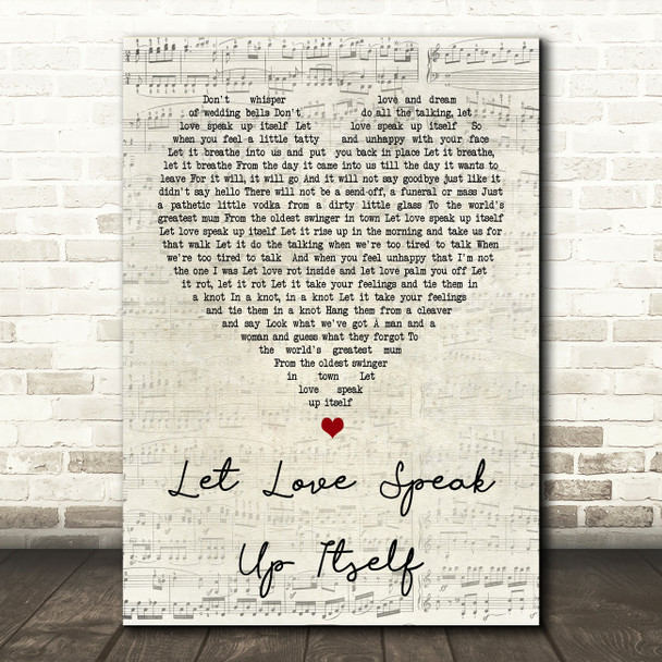 The Beautiful South Let Love Speak Up Itself Script Heart Song Lyric Print