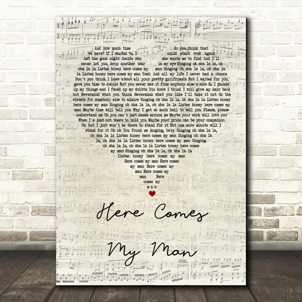 The Gaslight Anthem Here Comes My Man Script Heart Song Lyric Quote Print