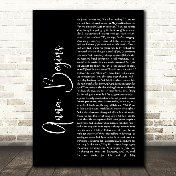 Counting Crows Anna Begins Black Script Song Lyric Quote Print