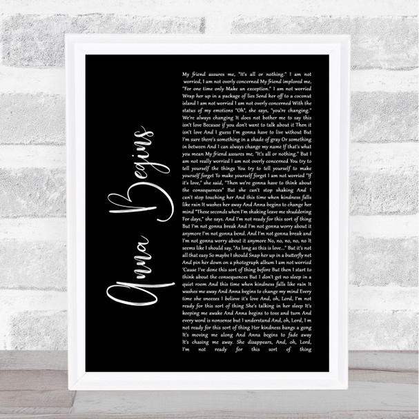 Counting Crows Anna Begins Black Script Song Lyric Quote Print