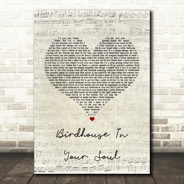 They Might Be Giants Birdhouse In Your Soul Script Heart Song Lyric Quote Print