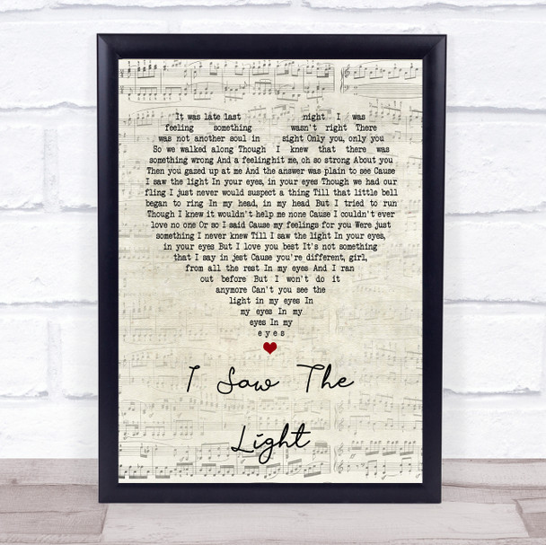 Todd Rundgren I Saw The Light Script Heart Song Lyric Quote Print