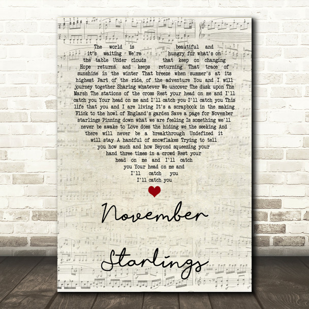 Trembling Blue Stars November Starlings Script Heart Song Lyric Quote Print