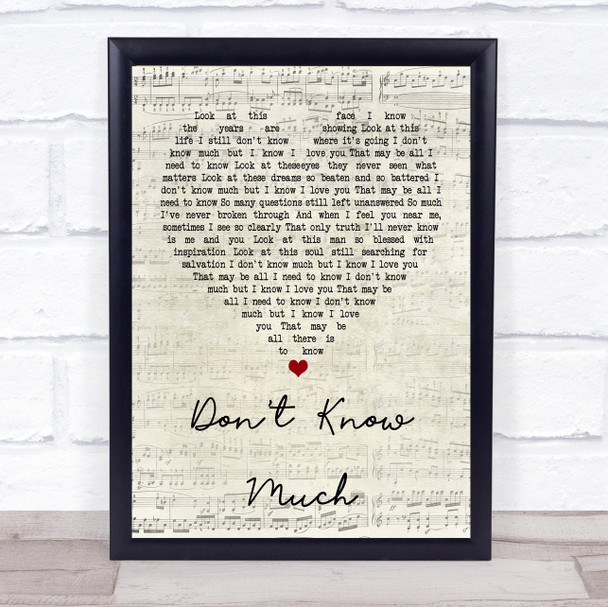 Aaron Neville and Linda Ronstadt Don't Know Much Script Heart Song Lyric Print