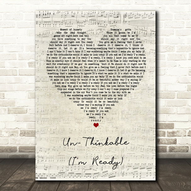 Alicia Keys Un-Thinkable (I'm Ready) Script Heart Quote Song Lyric Print