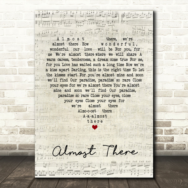 Andy Williams Almost There Script Heart Quote Song Lyric Print