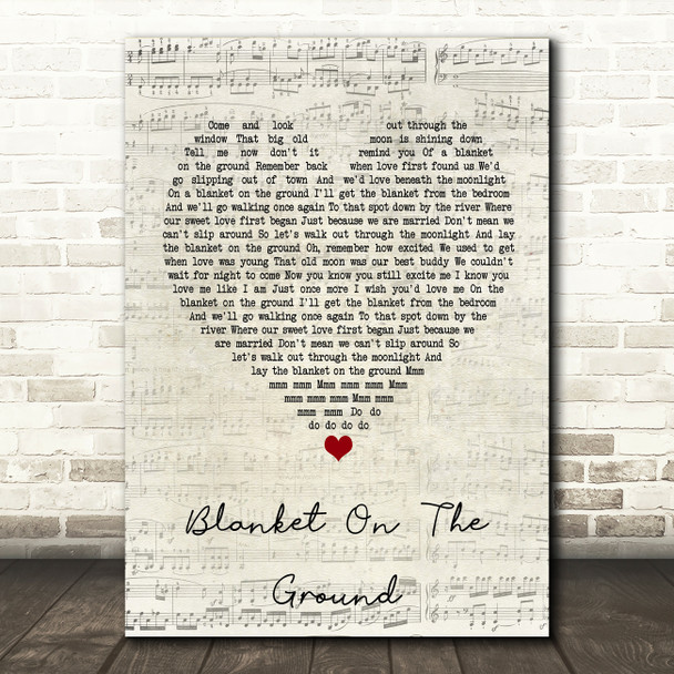 Billie Jo Spears Blanket On The Ground Script Heart Quote Song Lyric Print