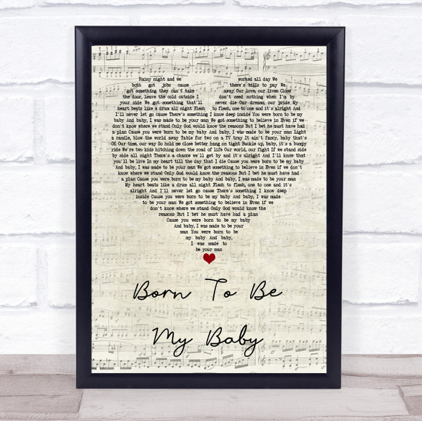 Bon Jovi Born To Be My Baby Script Heart Quote Song Lyric Print