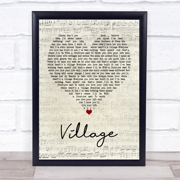 Cam Village Script Heart Quote Song Lyric Print