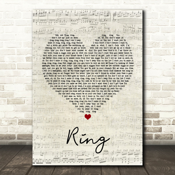 Cardi B Ring Script Heart Quote Song Lyric Print