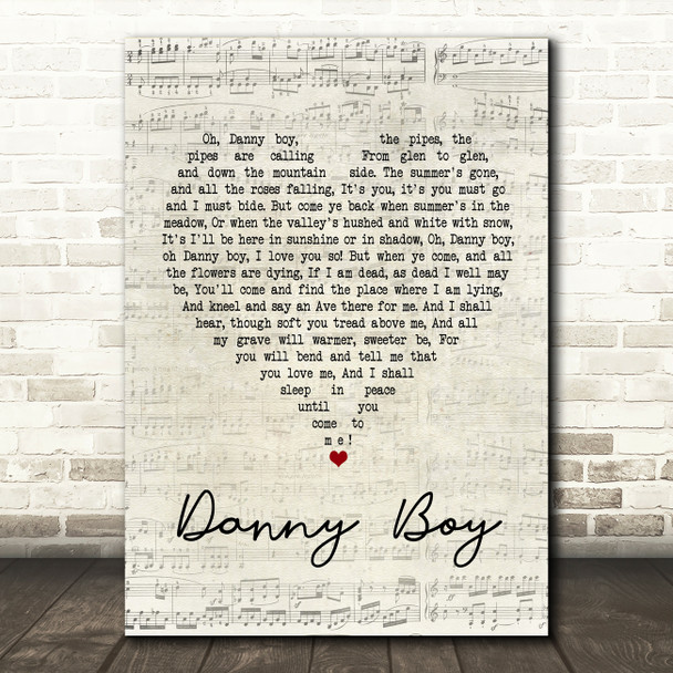 Celtic Woman Danny Boy Script Heart Quote Song Lyric Print