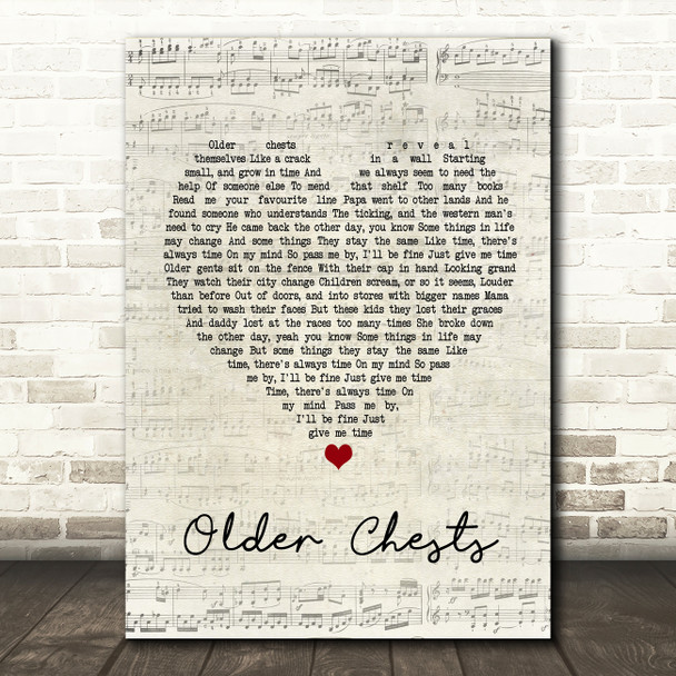 Damien Rice Older Chests Script Heart Quote Song Lyric Print