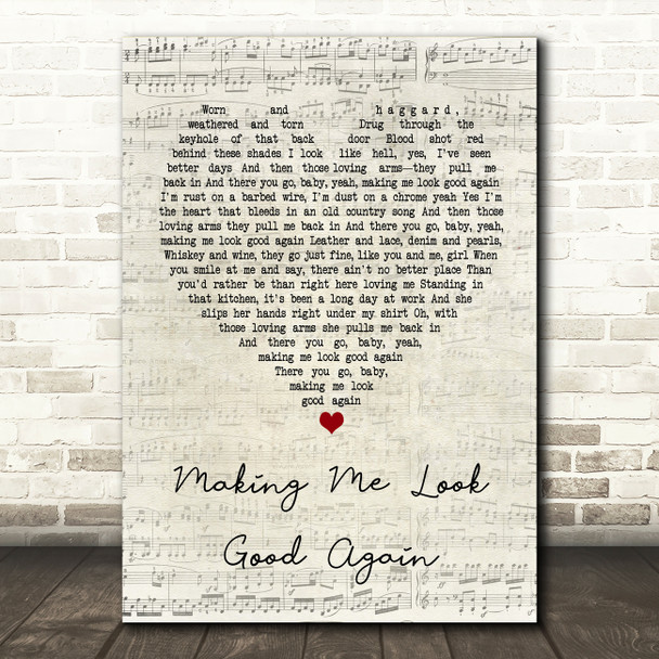 Drake White Making Me Look Good Again Script Heart Quote Song Lyric Print