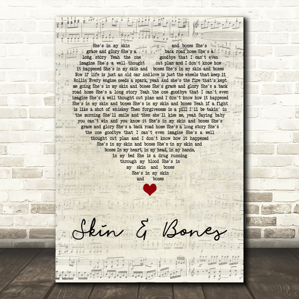 Eli Young Band Skin & Bones Script Heart Quote Song Lyric Print