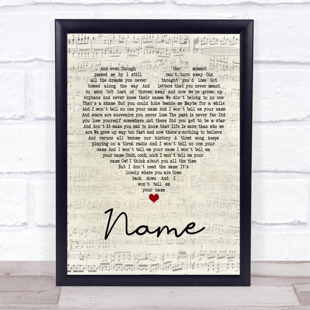 Goo Goo Dolls Name Script Heart Quote Song Lyric Print