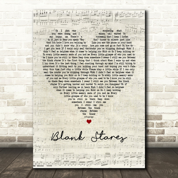 Jay Allen Blank Stares Script Heart Quote Song Lyric Print