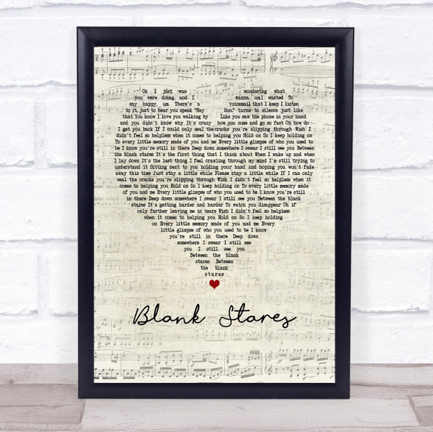 Jay Allen Blank Stares Script Heart Quote Song Lyric Print
