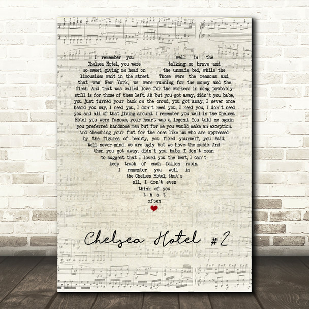 Leonard Cohen Chelsea Hotel #2 Script Heart Quote Song Lyric Print