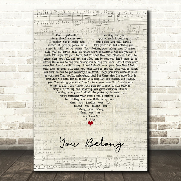 Rachel Platten You Belong Script Heart Quote Song Lyric Print