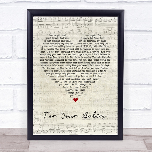 Simply Red For Your Babies Script Heart Quote Song Lyric Print