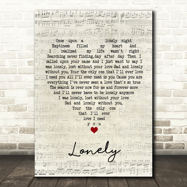 Stryper Lonely Script Heart Quote Song Lyric Print