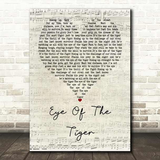 Survivor Eye Of The Tiger Script Heart Quote Song Lyric Print