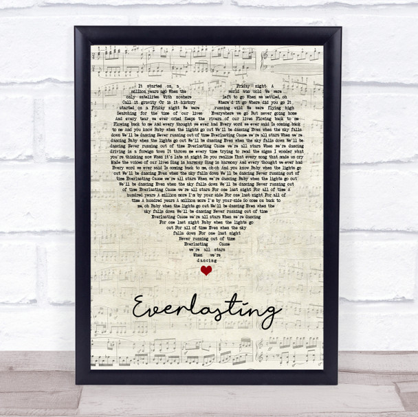 Take That Everlasting Script Heart Quote Song Lyric Print