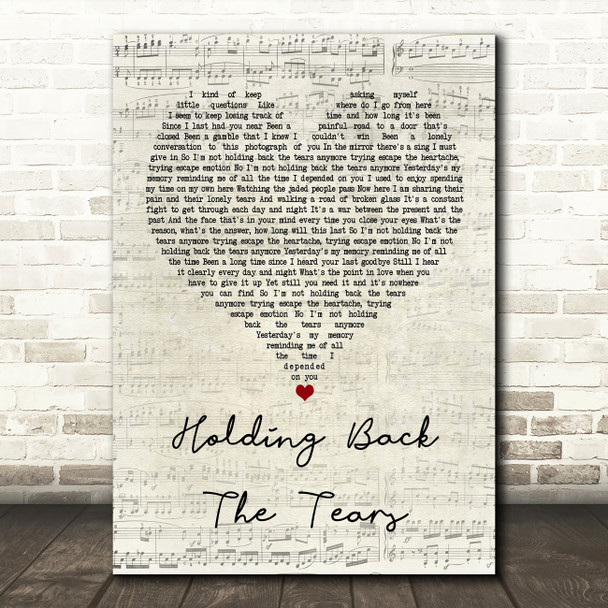 Take That Holding Back The Tears Script Heart Quote Song Lyric Print