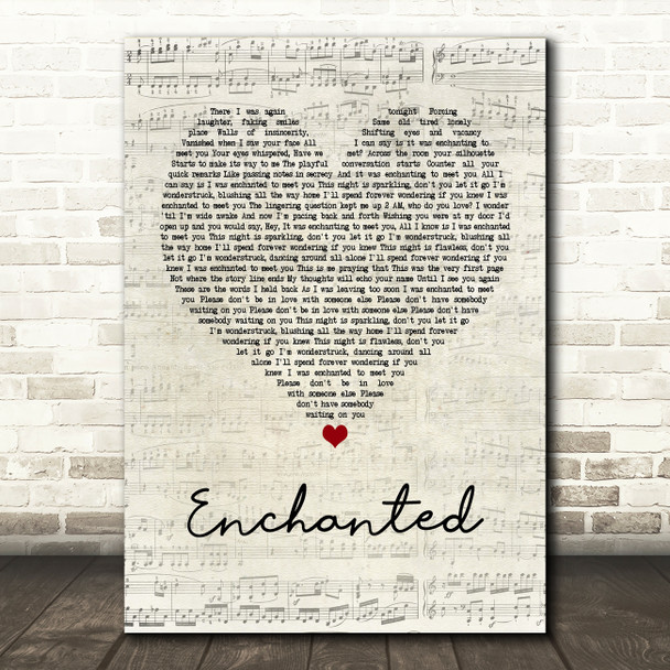 Taylor Swift Enchanted Script Heart Quote Song Lyric Print