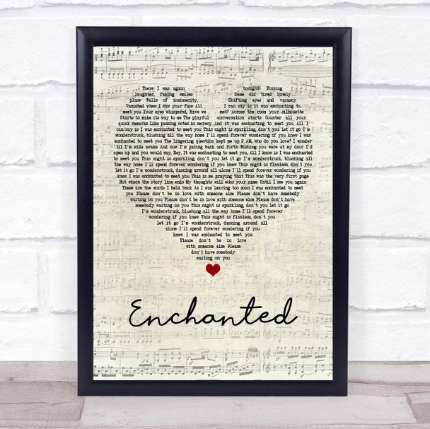 Taylor Swift Enchanted Script Heart Quote Song Lyric Print